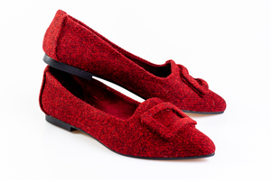Red Speckle Buckle Flats