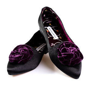 Satin Pom Pom Flats