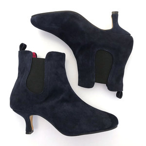 navy suede kitten heel ankle boots