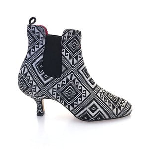 patterned kitten heel ankle boots