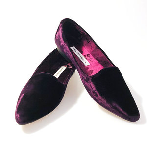 purple velvet flat shoes