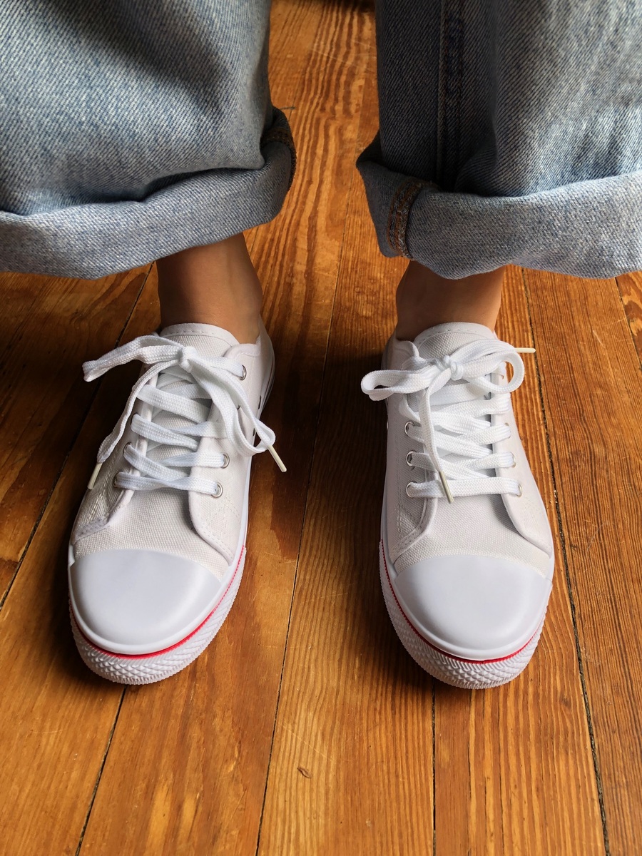 Sporty White Canvas Sneakers