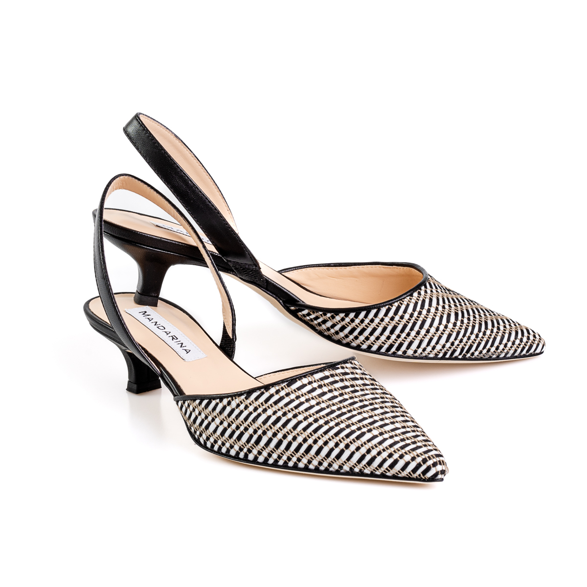 Audrey Hepburn Style Kitten Heel Shoes Black and White
