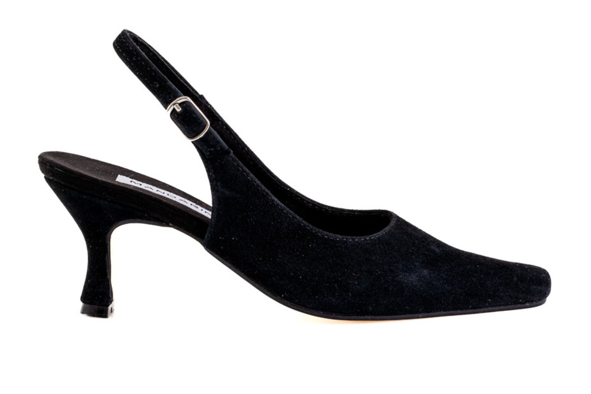 Classic Black Suede Slingback 