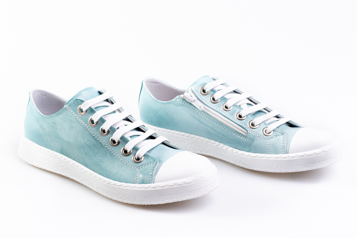 Turquoise Leather Sneakers Designer Sneakers for Ladies Mandarina Shoes