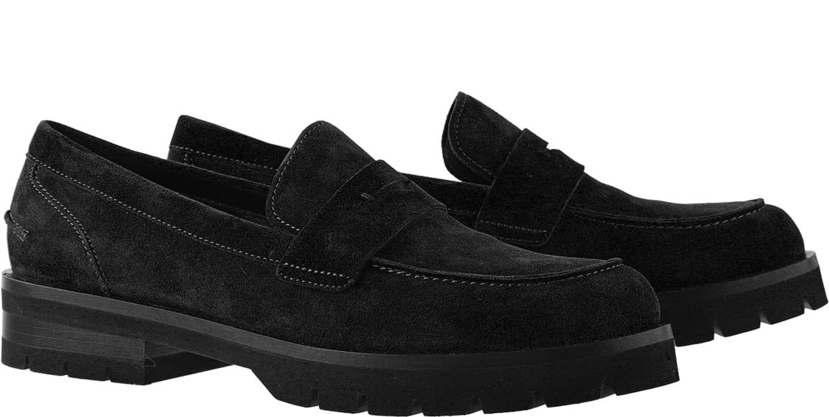 Black Suede Penny Loafers