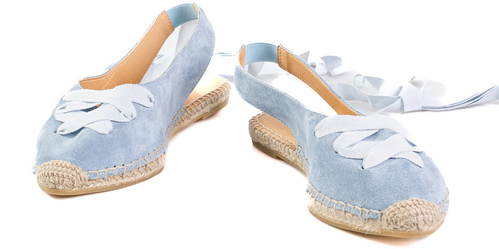 blue espadrilles with ribbons