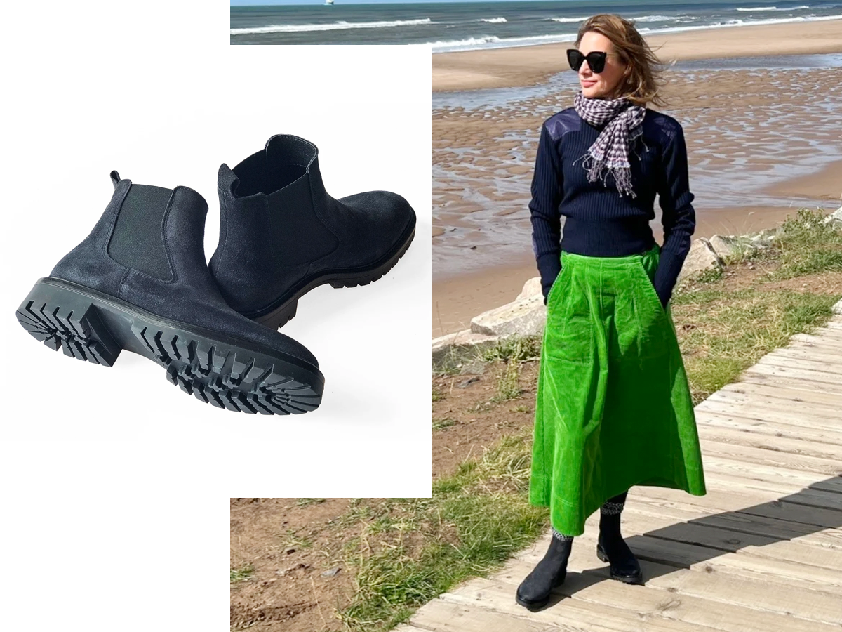 Dark Blue Suede Chelsea Boots