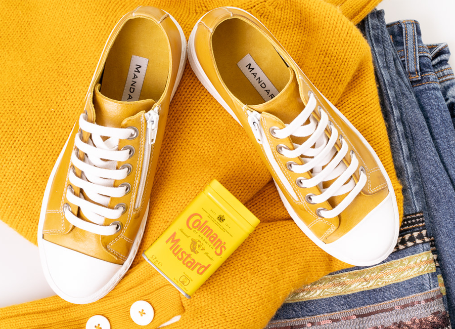 yellow leather sneakers