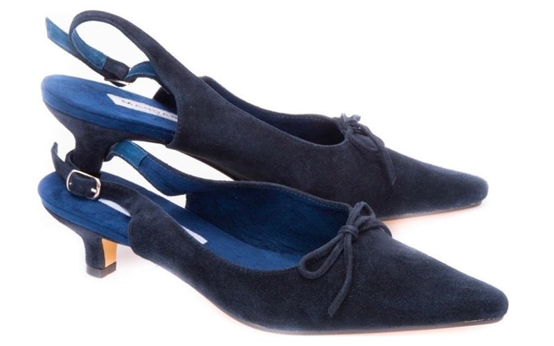 Navy Slingback Hitten Heel Shoes