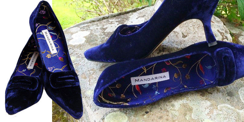 Navy Velvet Court Shoes