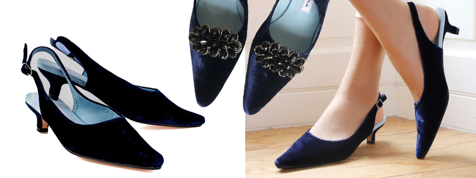 Navy Velvet Shoes