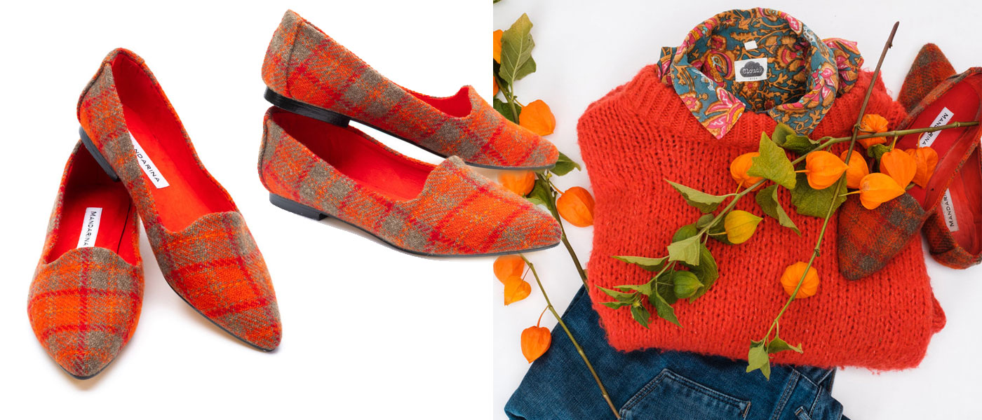 orange tweed shoes