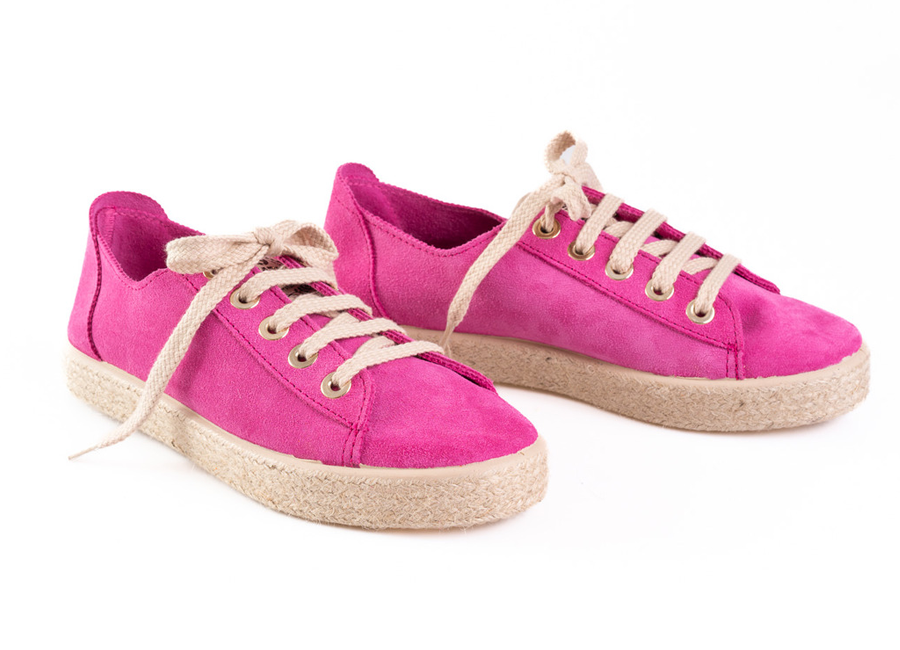 pink suede sneakers