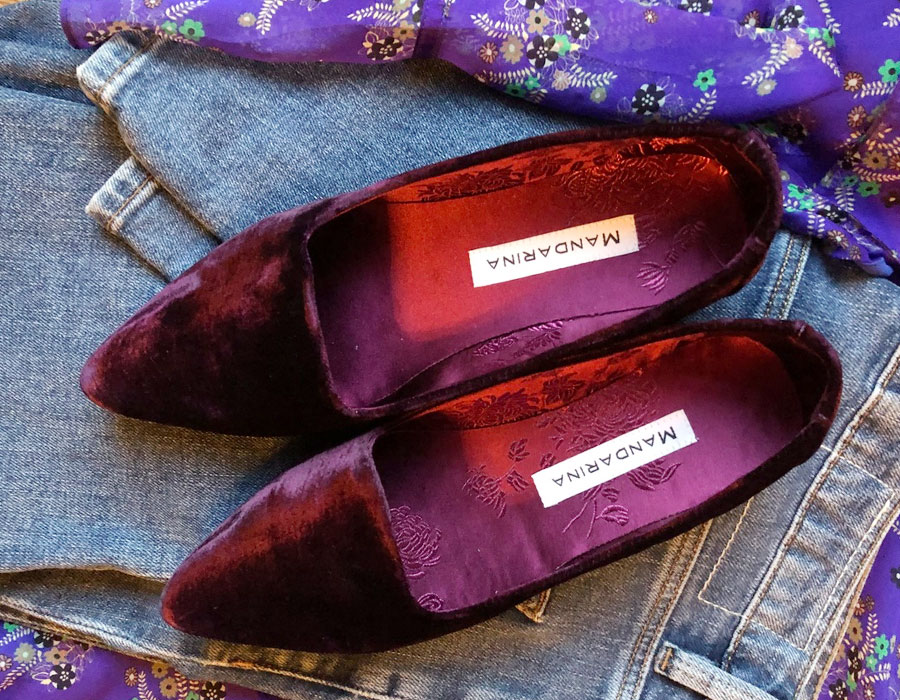 Purple Velvet Loafers