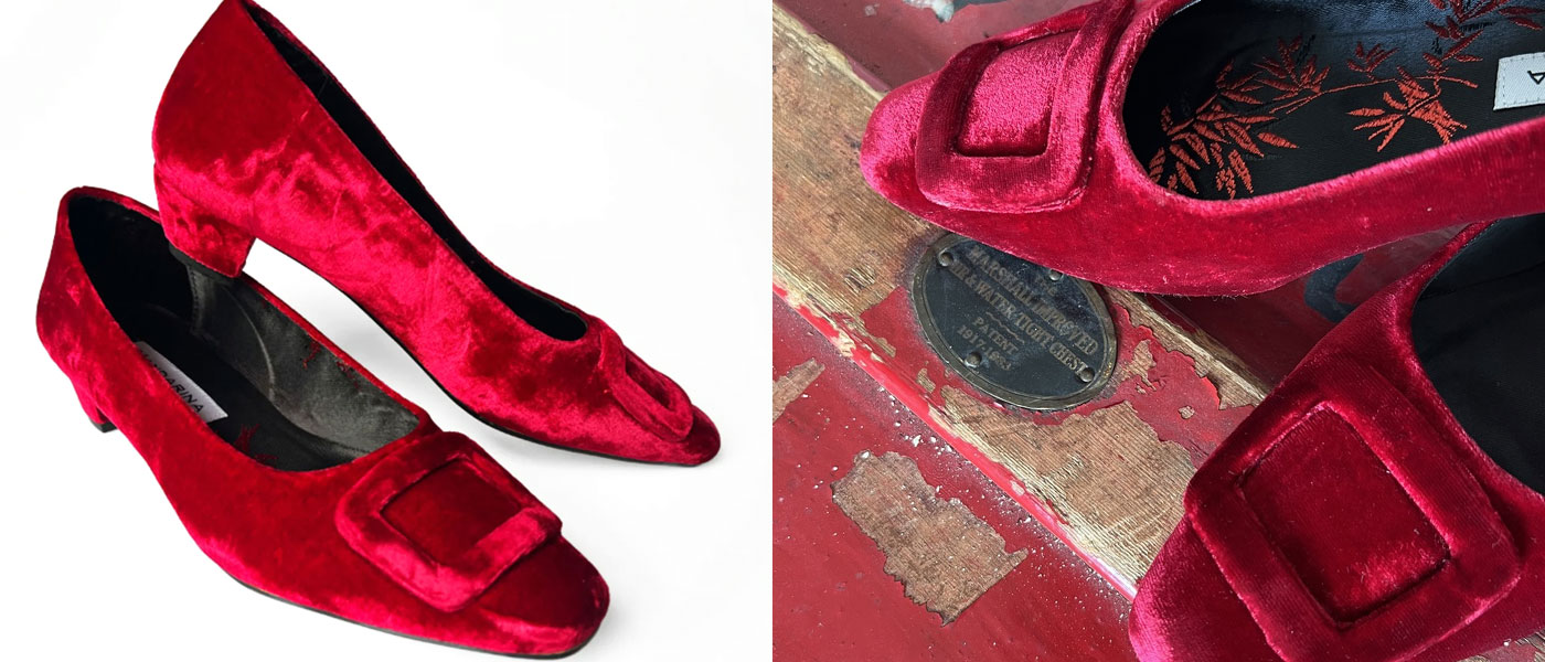 Red Velvet Court Shoes