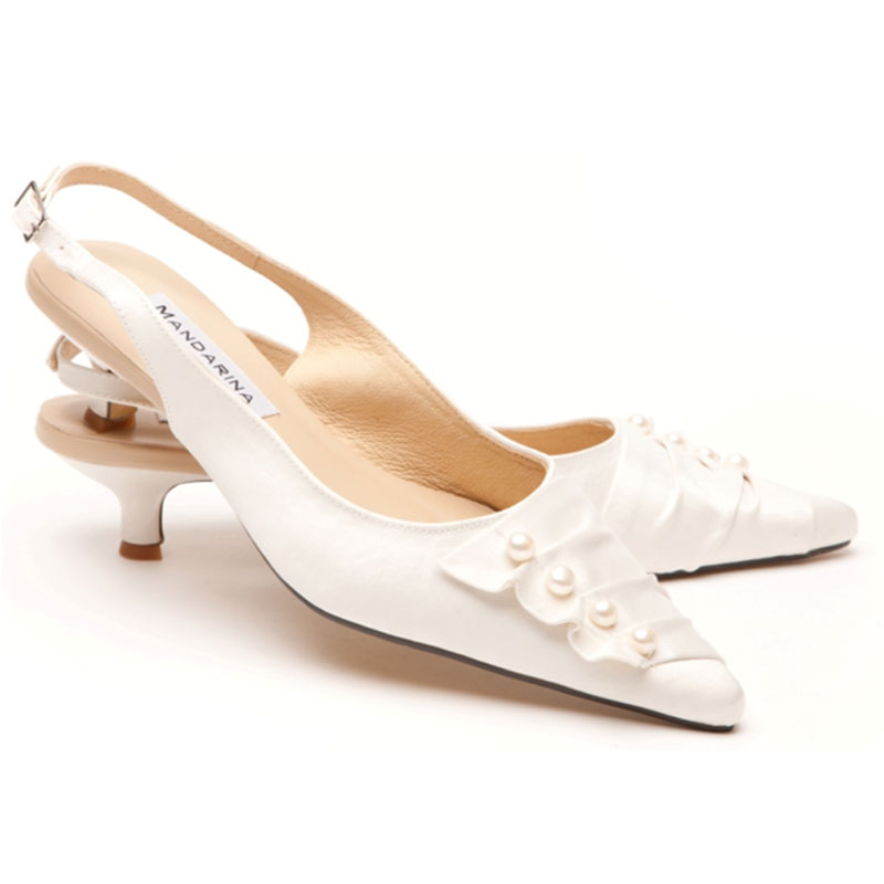 Satin Kitten Heel Wedding Slingbacks