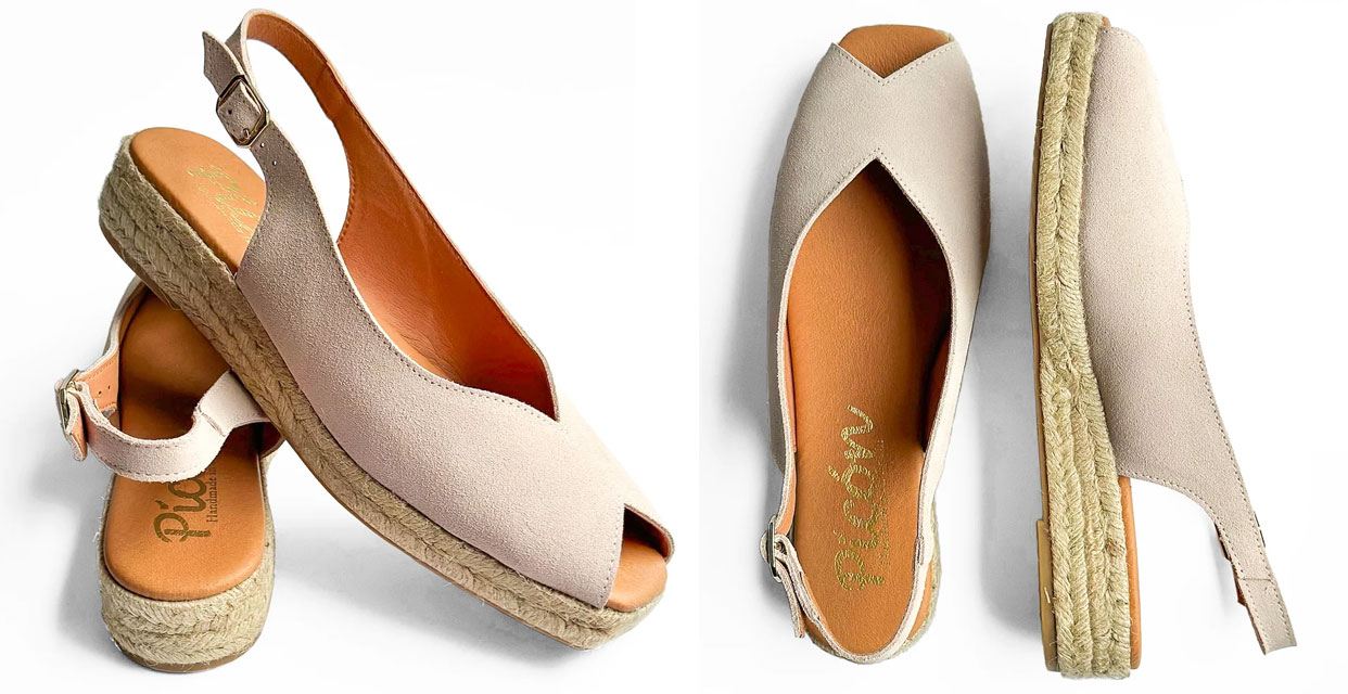 Nude Suede Wedge Heel Espadrilles