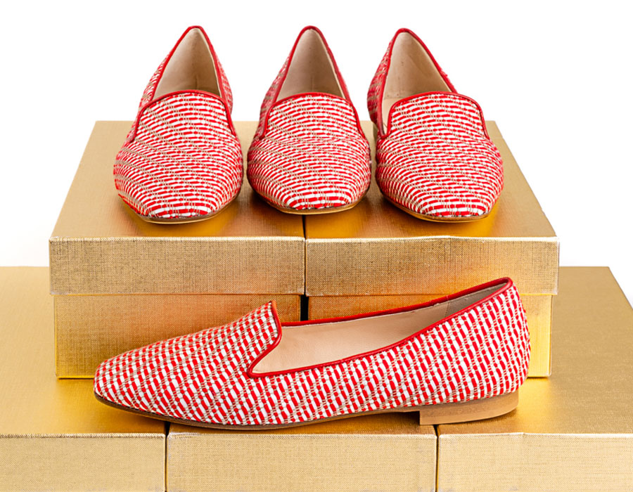 Red and White Loafers 